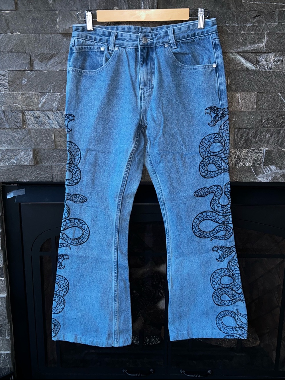 Milk It Side Seam Snake Detail Flare Jeans